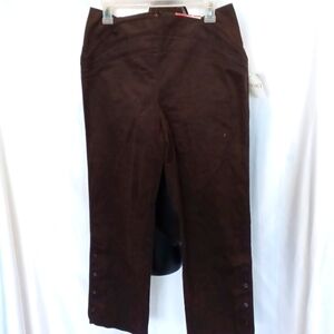 Latina life brown casual pants, 10 short, nwt, back zip, fluted waist
